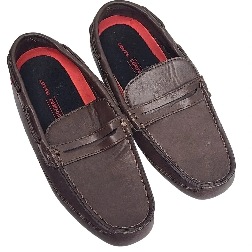 Levis‎ Mens Comfort Driving Loafers Dark Brown Penny Loafer Mocs 7.5